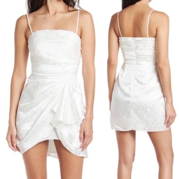 Ronny Kobo Collection Dresses & Skirts - RONNY KOBO June Draped Cocktail Satin Floral Jacquard Mini Dress